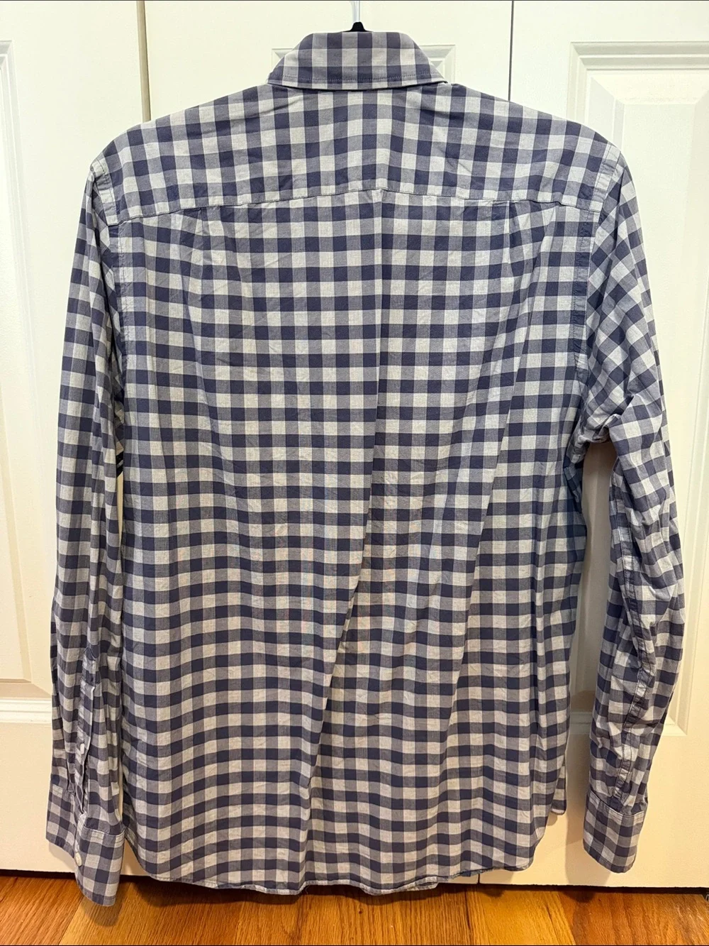 J. Crew Men’s Navy and White Gingham Button-Down Shirt
